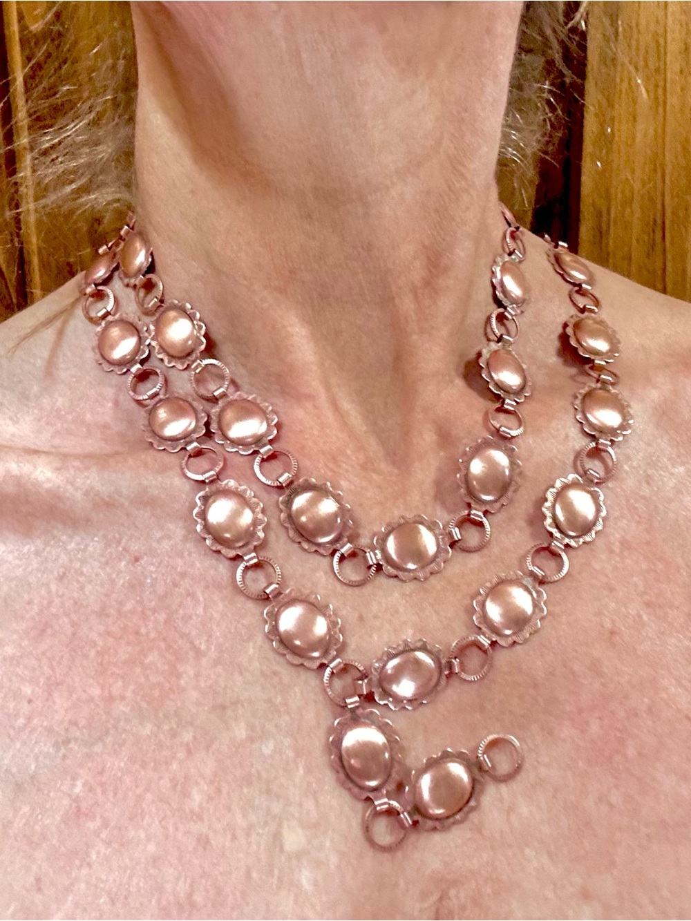 Vintage Navajo copper belt/necklace, just cleaned- stunning piece 42.5” long.